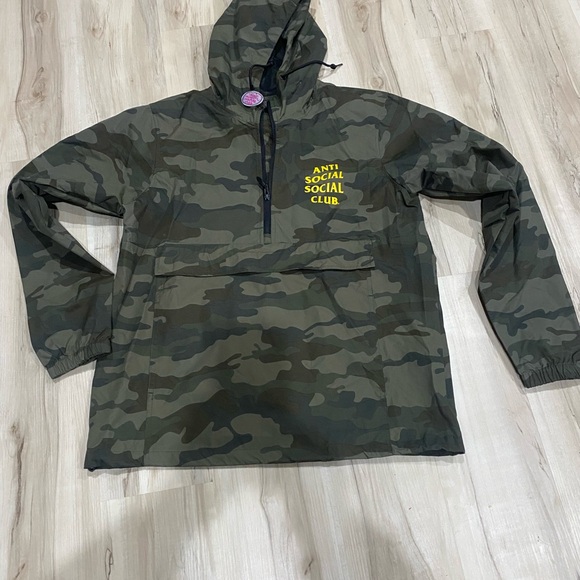 Anti Social Social Club Camo Jacket with Yellow Logo